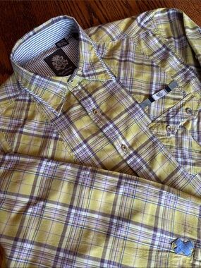 ENGLISH LAUNDRY - Size XL Yellow/Blue/White/Purple Button-Down LS Shirt (M-116)